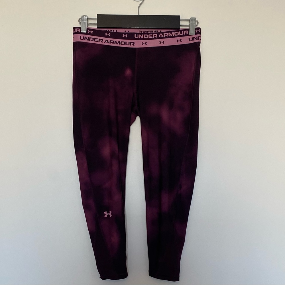 Under Armour Girls Burgundy Tie Dye Workout Pants, Size Youth XL, Gym, Athletic